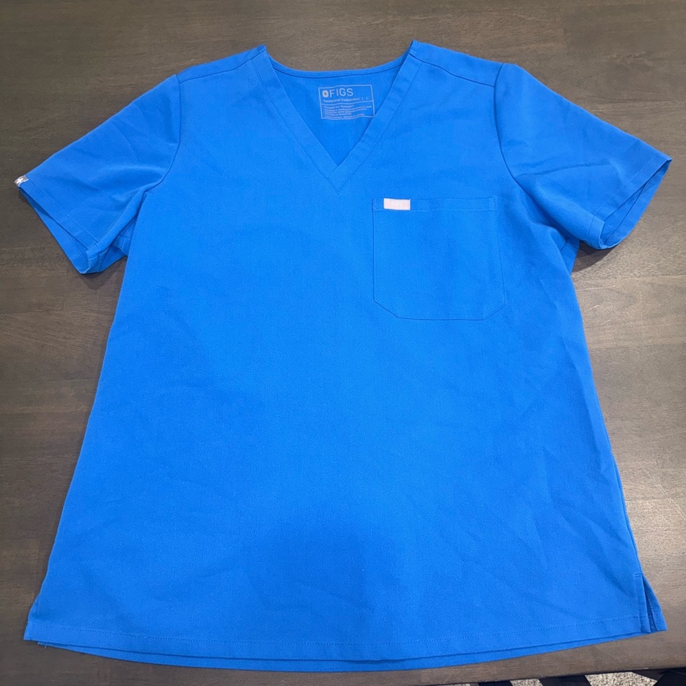 Royal Blue FIGS SCRUBS Catarina One-Pocket Scrub Top ONLY Large
